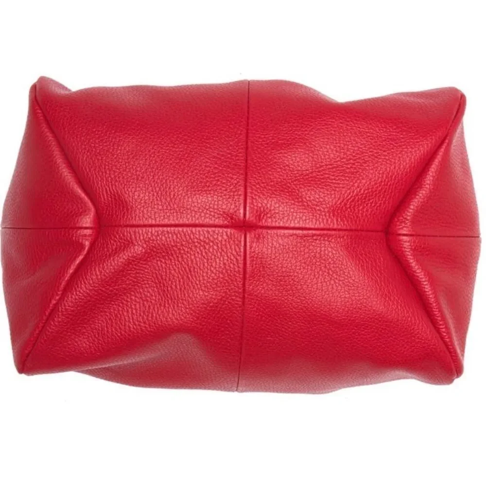 GIULIA Massari top handle bag pebbled red leather removable shoulder strap